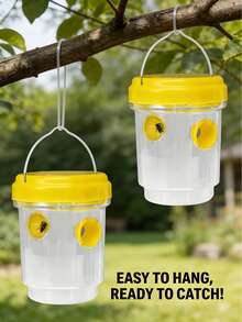 Bẫy ong bắp cày tròn bằng nhựa PP, hộp bẫy ong treo ngoài trời, dụng cụ bắt côn trùng tái sử dụng, không cần điện, chất liệu nhựa, xua đuổi ong và ong bắp cày. - A - Xem 2
