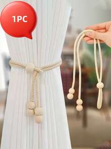 1 cái/2 cái/4 cái Dây buộc rèm cửa sổ phong cách Bohemian có hạt gỗ và tua rua, trang trí nhà cửa cho phòng khách, phòng ngủ, nhà bếp - Màu be - Xem 12