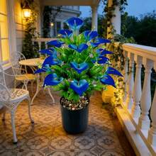 18 piezas Ramo de lirios de cala artificiales, flores falsas de tacto real, arreglo floral de plástico sin mantenimiento, adecuado para decoración de bodas, fiestas, hogar, jardín exterior, jarrón no incluido - Multicolor - Ver 6