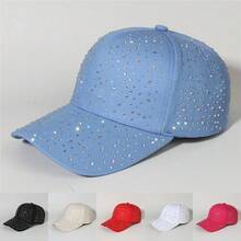 Rhinestone Studded Baseball Cap For Women, Sparkly Bling Bling Trucker Hat, Adjustable Fashion Sun Hat For Summer - Black / Black Rhinestones - View 5