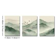 1/3件套 带框/不带框 绿山飞鹤 帆布海报 日本抽象风景墙画 侘寂装饰 复古画 适用于客厅、卧室、现代家居装饰 - Poster - 查看 10