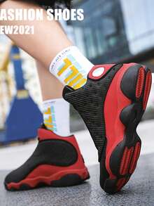 Men's Skate Shoes, Unisex Retro Sneakers, Wave Sole Footwear, Non-Slip Daily Shoes, Breathable Casual Footwear, Couple Style Sneakers, 2026 Trending Shoes, Versatile High-Top Sneakers - Đen và Đỏ - Xem 6