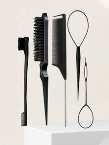 1-9 piezas Juego de peines, Cepillo de cerdas de jabalí unisex para cabello y barba, Cepillo profesional para peinado, Esencial de viaje - multicolor - Ver 17