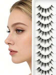 10 Pairs 3D Fluffy Reusable Criss-Cross False Eyelashes, Suitable For Festivals, Parties, And Daily Wear, Non-Irritating Glue - Black - View 6