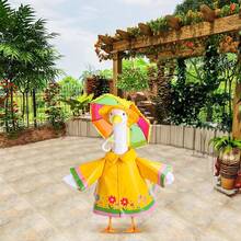 3 pezzi Set impermeabile per oche, impermeabile in tessuto leggero estivo per sculture di oche, ombrello e cappello decorativi per sculture da giardino da 23 pollici (rosa) - giallo - Visualizzare 7