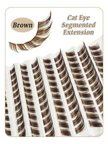 Asiteo 120片装 D型卷翘 8-16mm 混合长度棕色猫眼妆单根假睫毛，分段式尖刺狐狸眼效果，DIY单根睫毛嫁接，睫毛簇，单根假睫毛，睫毛，假睫毛 - D - 查看 3