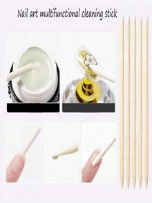 500支/350支/200支 75毫米指甲角质层推棒 木质设计绘画棒 指甲油卸除棒 橙木棒 美甲工具 指甲贴纸 打蜡刮蜡 指甲油 - 銅色 - 查看 8