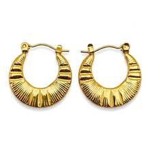 1 Pair Stainless Steel Striped Crescent Moon Shaped Earrings, Fashionable And Interesting Style, Suitable For Daily Wear, Commuting, Party, Gift - Multicolor - View 13