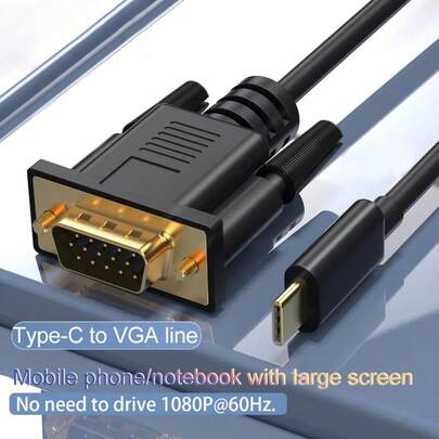 USB-C zu VGA Adapter, USB Typ-C zu VGA Konverter, kompatibel mit Apple Air, Pro. USB-C Eingang, VGA Ausgang, unterstützt bis zu 1080P Auflösung.