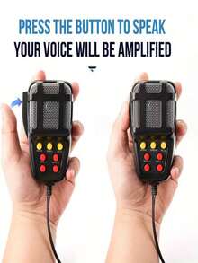 100W 12V 车载扬声器带麦克风 - 重型 7 音调警示喇叭，适用于摩托车报警器、汽车和卡车警示喇叭，ABS 材质，易于硬线安装，哑光表面，适用于所有 12V 车辆 | 现代汽车报警器 | 耐用汽车喇叭 - A - 查看 4