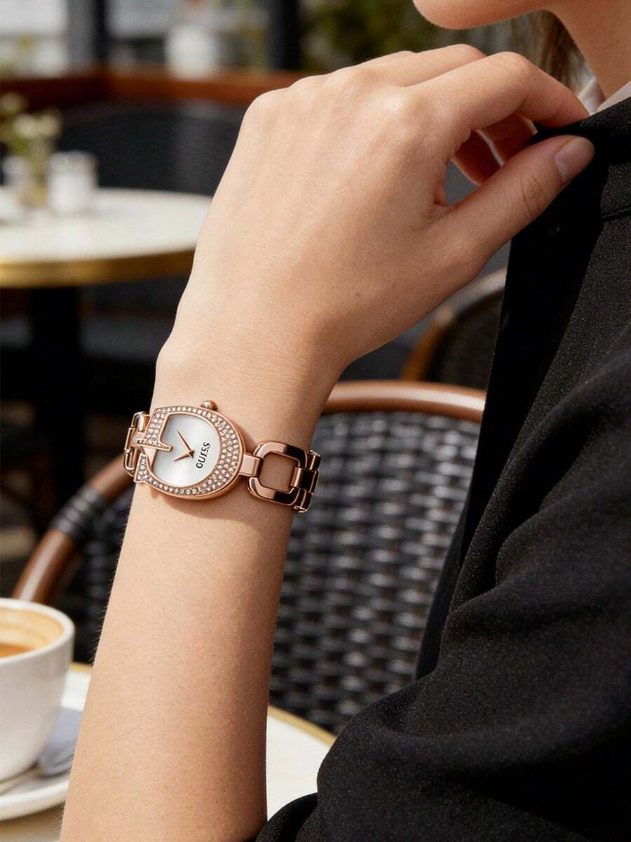 GUESS 女士 Gia 玫瑰金水晶点缀不锈钢腕表 GW0683L3 - 銀色 - 查看 1