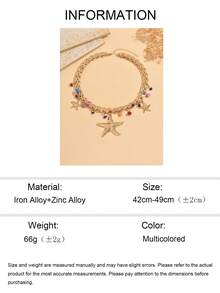 1pc Chunky Jewelry Necklace, Luxury Heavy Metal Necklace With Colorful Stone Starfish Pendant, Unique Design Thick Chain Necklace For Women, Suitable For Daily Wear, Dates, Parties, Music Festivals - Multicolor - View 5