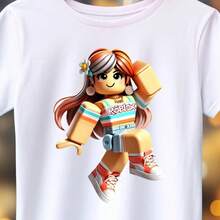 Roblo Avata Girl - Jump Suit And Tennis Shoes Shirt - Gamer Tee - White - View 1