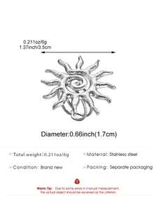 1 pieza Anillo abierto de acero inoxidable con diseño minimalista y moderno de girasol, adecuado para uso diario y vacaciones de mujeres - Plateado - Ver 4