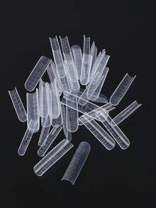 1 paquete de 48 piezas de formas de uñas duales para extensión de uñas de gel de polímero con puntas en forma de ataúd cuadrado, molde de cobertura completa, herramientas de arte de uñas acrílicas para manicura DIY, disponible en 12 tamaños, reutilizable y duradero - transparente - Ver 8