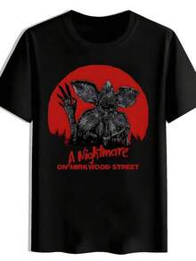 Camiseta para hombre con un extraño y salvaje diseño de carretera fantasma, hecha de tela de algodón puro con mangas cortas, que es agradable al tacto y transpirable, combinada con un diseño moderadamente elástico. El cuello redondo se adapta al cuello y es muy cómodo para los desplazamientos diarios y las actividades al aire libre, facilitando la relajación. - Negro - Ver 8