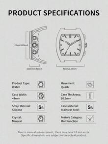Guess Reloj de hombre con esfera azul con león en relieve, correa de silicona negra, caja de carcasa hueca de cuarzo, reloj deportivo de moda urbana y estilo hip-hop, adecuado para hombres, regalo de cumpleaños, aniversario perfecto para padre, amigo, esposo - Negro - Ver 6