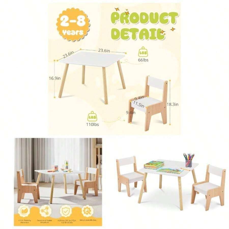 Kids Desk Chairs - White + 60x60x44cm(2 Chairs) - View 1