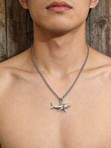 1 chiếc mặt dây chuyền hình cá mập thời trang, kiểu dáng tối giản, đa năng, sáng tạo, độc đáo, được ưa chuộng, vòng cổ cá mập phong cách hip-hop rock cá tính, món quà tinh tế phù hợp để đeo hàng ngày, dự tiệc, gặp gỡ bạn bè, đi du lịch. - Bạc - Xem 9