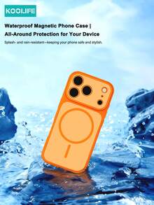 Magnetic Koolife 1pc Color Block Magnetic Case, PC+TPU, Precise Cutout, Slim Ring Magnet, Two-Tone Design, Full Body Shockproof Cover, Compatible With Apple 17/17Pro/17ProMax - Orange - View 5