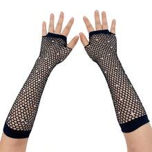 2 đôi găng tay lưới hở ngón phong cách punk đường phố neon thập niên 1980 dành cho nữ, đính đá lấp lánh, thích hợp cho tiệc Halloween, lễ hội Carnival hoặc quà tặng Ngày của Mẹ. - Nhiều màu - Xem 4