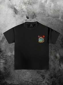 Camiseta para Hombre con Estampado de Personajes de Dibujos Animados y Patrón de Planetas - Negro - Ver 3