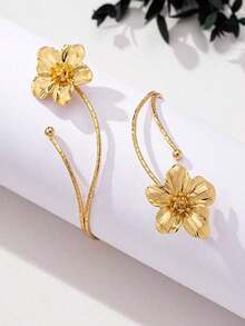 1pc European & Punk Style Exaggerated Alloy Metal Multi-Color Enamel Floral Bracelet, Fashionable And Cool For Summer. Colorful Floral Arm Chain, Suitable For Women Daily Wear, Various Holidays, Mother's Day Gift, Social Events, Beach Vacation Jewelry - 黑白 - 查看 11