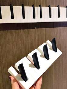 Gancho para llaves con forma de piano creativo, soporte decorativo para llaves montado en la pared, colgador de llaves único para la puerta principal, entrada, organización del hogar, solución de almacenamiento, diseño elegante de metal e hierro inspirado en la música, regalo perfecto - Blanco - Ver 5