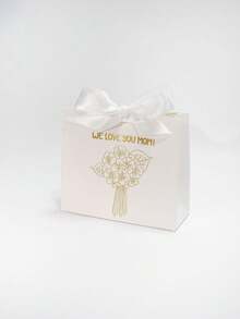 5pcs Mother's Day Gift Box With Gold Foil Flower Bouquet Design, Mini Paper Favor Packaging With Satin Ribbon Bow, Elegant Small Gift Wrap For Mom Appreciation Party, Candy Treat Holder For Birthday Wedding Baby Shower, Romantic Floral Keepsake Box, Easy To Assemble - 11.5X4.5X10cm - View 15