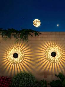 1/2/4pcs Solar Mandala Wall Lights, Waterproof Outdoor Projection Night Lights With Auto On/Off, Decorative LED Bulb Lamps For Garden Fence, Patio Wall, Pathway, Boho Style Garden Lights, Home Outdoor Wall Art Decor Gift - Multicolor - View 3