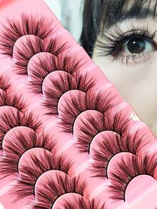 8 Pairs/Box European And American Messy Style 3D Multi-Layer Crossed Extra Long & Dense False Eyelashes, Asian Mixed Ethnicity, Suitable For Smoky Makeup, Nightclub, Reusable Stage Performance Dramatic Lashes - View 2