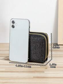 Ví đựng thẻ Grete Shiny có khóa kéo đôi - màu đen - Xem 4