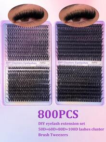 800片装单根假睫毛套装，大容量，8-16毫米混合长度，适合初学者在家DIY嫁接睫毛，睫毛簇，单根假睫毛，假睫毛，假睫毛 - 查看 8