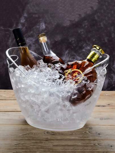 Cubo de hielo, cubo de vino, tina de plástico transparente de acrílico de 8 litros para bebidas y fiestas, perfecto para botellas de vino, champán o cerveza