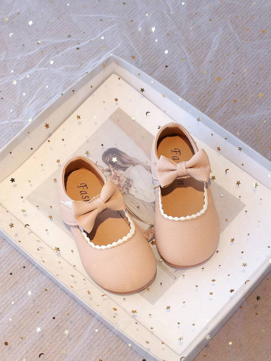 1 Pair 2025 New Girls Princess Shoes, Non-Slip Soft Sole Pink Spring/Autumn Kids Flats With Bow, Children Loafers