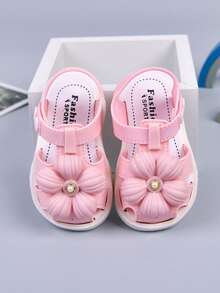 1 Pair Children's Flower Design Soft & Comfortable Shoes, Suitable For Girls In Summer - Pink - View 11