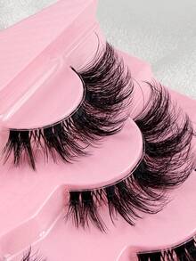 7 Pairs DD Curl New Cat Eye False Eyelashes Natural & Lengthening Soft Transparent Band Lashes Flared Ends To Elongate Eyes Faux Mink Lashes Makeup Use - Black - View 7