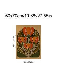 1pc Mid-Century Botanical Flower Tulip Art, Orange And Green Vintage Decor, Festival Gift,Suitable For Bedroom,Living Room,Kitchen,Wall Arts,Wall Decor,Home Decor,Room Decor, Canvas Wall Art, Posters, Wall Art With Frame, Optional Frame ﻿ ﻿ - A - View 21