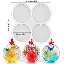Khuôn làm mặt dây chuyền tròn bằng nhựa epoxy, khuôn silicon 4 ngăn có lỗ, khuôn làm đế lót ly, khuôn đúc mặt dây chuyền tròn bằng nhựa epoxy, dùng để làm đồ thủ công DIY, quà tặng, trang sức, móc khóa. - Màu trắng sữa/silicone - Xem 4