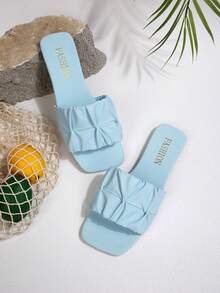 Women's Flip Flops, Non-Slip Soft Bottom Casual Slippers, Summer Outdoor Beach Sandals, Fashion Square Toe Slides - Baby Blue - View 7