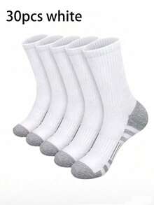 60/50 Pairs Comfortable Men's Sports Boat Socks, Suitable For Outdoor Casual Wear, All-Season White Antibacterial Odor-Resistant Moisture-Wicking Thick Sports Socks. Comfortable Daily Wear Unisex Casual Socks - Multicolor - View 7