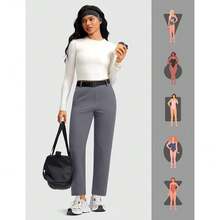 Fleece Lined Pants Women Winter Golf Pant With Zipper Pockets Pull On Stretch Dressy Travel Work Casual Slacks - Xám đậm Cỡ lớn - Xem 7