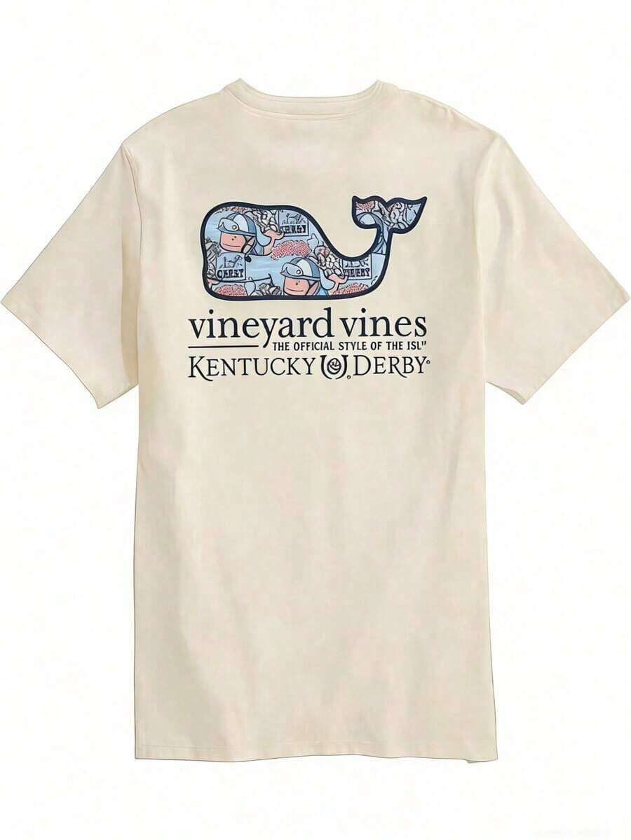 Women's Graphic Tee Vineyard Vines Men's Kentucky Derby Sticker Whale Fill Short-Sleeve Pocket Tee Pure Cotton T-Shirt-Fall/Winter Casual Vintage Style Unisex Relaxed Fit Long-Sleeve Crewneck SweatshirtLoose And Comfortable Camiseta Playeras Para Mujer Summer Clothes - 杏 - 查看 1