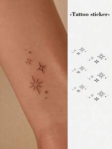 1 hình xăm tạm thời đơn giản, tinh tế, chống thấm nước, chống mồ hôi, không chói, dùng một lần. - màu đen - Xem 2