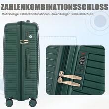 20"/24"/28" 3-Piece PP Spinner Luggage Set – Sizes With Side Handles, Hanging Hooks & Protective Feet – Integrated Combination Lock - 綠色 - 查看 5