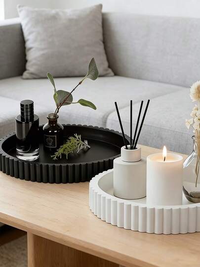 1 khay tròn silicon, khay trang trí đựng trang sức, khay đựng đồ trong phòng tắm, màu đen trắng hiện đại, thích hợp để trang trí bàn cà phê, trang trí trung tâm nghệ thuật thiết kế tối giản, hoàn hảo cho trang trí nhà cửa, trưng bày nước hoa và trung tâm thời trang, trang trí quầy cà phê.