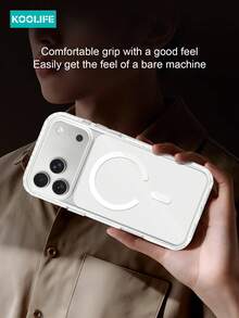 Koolife 1pc Solid Color Magnetic Back Phone Case, PC+TPU Material, Transparent Lens Frame And Buttons, Side Colorful Stripes, Anti-Drop Protective Shell, For IPhone 18 Pro/18 Pro Max/17/17 Pro/17 Pro Max - White - View 4