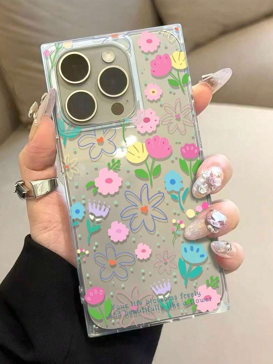 Étui de téléphone transparent à fleurs colorées de dopamine avec couverture intégrale, compatible avec iPhone 11/11 Pro/11 Pro Max/12/12 Pro/12 Pro Max/13/13 Pro/13 Pro Max/14/14 Pro/14 Pro Max/15/15 Pro/15 Pro Max/16/16 Pro/16 Pro Max - Multicolore - Voir 1