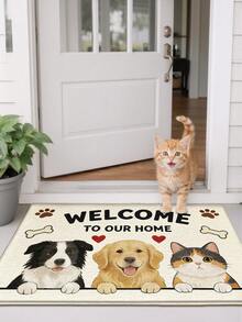 DAJIANG 1 pieza Alfombra de entrada/felpudo para cocina y baño con diseño de perro de dibujos animados colorido y lindo, lavable, antideslizante, para interior y exterior, adecuado para días festivos - Hogar de mascotas - Ver 4