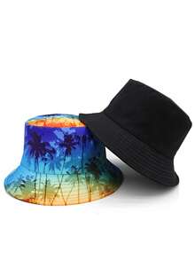 Mũ tai bèo in hình cây dừa Hawaii, kiểu dáng giản dị, nhẹ, có thể đội hai mặt, phù hợp cho du lịch biển vào mùa xuân/hè. - A - Xem 7